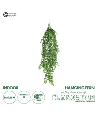 GloboStar® Artificial Garden HANGING FERN BRANCH  20829 Τεχνητό Διακοσμητικό Κρεμαστό κλαδί Φτέρης Μ30 x Π10 x Υ85cm